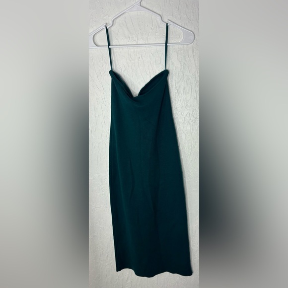 NWT Abercrombie & Fitch Emerald Green Body-con Strapless  Midi Sweater Dress L - Picture 3 of 3